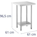 Stół blat roboczy centralny stalowy z półką 61 x 61 cm
