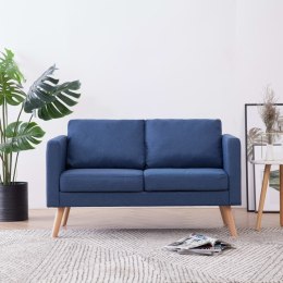 VidaXL 2-osobowa sofa tapicerowana tkaniną, niebieska