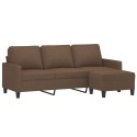 VidaXL 3-osobowa sofa z podnóżkiem, brązowy, 180 cm, tkaniną