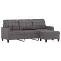 VidaXL 3-osobowa sofa z podnóżkiem, szary, 180 cm, sztuczna skóra