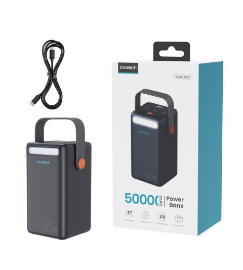 Mini stacja zasilania powerbank 50000mAh USB-A USB-C microUSB 65W czarna