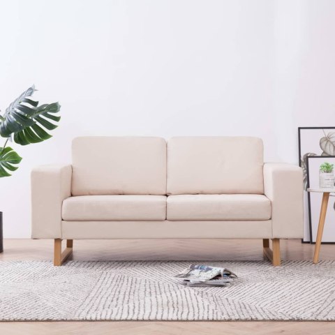 VidaXL Sofa 2-osobowa tapicerowana tkaniną, kremowa