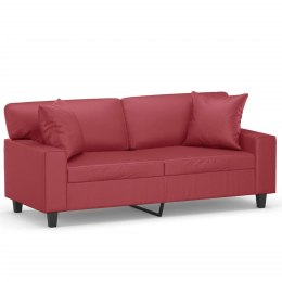 VidaXL 2-os. sofa z poduszkami, winna czerwień, 140 cm, sztuczna skóra