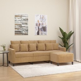 VidaXL 3-osobowa sofa z podnóżkiem, brązowy, 180 cm, aksamit