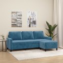 VidaXL 3-osobowa sofa z podnóżkiem, niebieska, 180 cm, aksamit