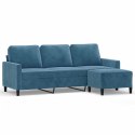 VidaXL 3-osobowa sofa z podnóżkiem, niebieska, 180 cm, aksamit