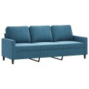 VidaXL 3-osobowa sofa z podnóżkiem, niebieska, 180 cm, aksamit