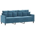 VidaXL 3-osobowa sofa z podnóżkiem, niebieska, 180 cm, aksamit