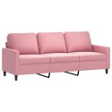 VidaXL 3-osobowa sofa z podnóżkiem, różowa, 180 cm, aksamitem