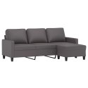 VidaXL 3-osobowa sofa z podnóżkiem, szary, 180 cm, sztuczna skóra