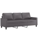 VidaXL 3-osobowa sofa z podnóżkiem, szary, 180 cm, sztuczna skóra