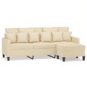 VidaXL Sofa 3-osobowa, kremowa, 180 cm, tapicerowana tkaniną