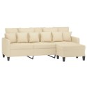 VidaXL Sofa 3-osobowa, kremowa, 180 cm, tapicerowana tkaniną