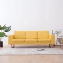 VidaXL Sofa 3-osobowa, tapicerowana tkaniną, żółta