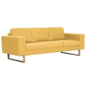 VidaXL Sofa 3-osobowa, tapicerowana tkaniną, żółta