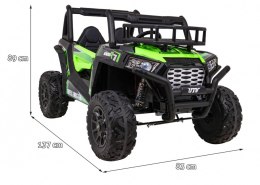 Buggy UTV Terenówka dla dzieci Zielony + Pilot + Bagażnik + Wolny Start + EVA + MP3 LED