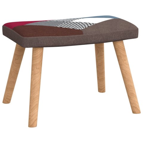 Fotel bujany z podnóżkiem, patchwork, obity tkaniną