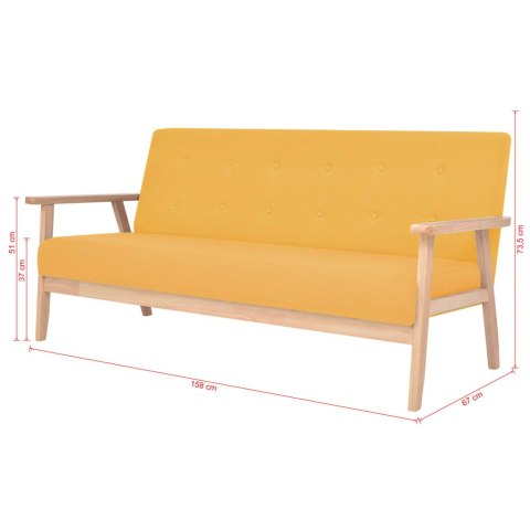 3-osobowa sofa tapicerowana, żółta