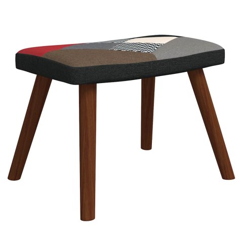 Fotel bujany z podnóżkiem, patchworkowy, obity tkaniną