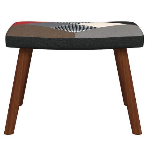 Fotel bujany z podnóżkiem, patchworkowy, obity tkaniną