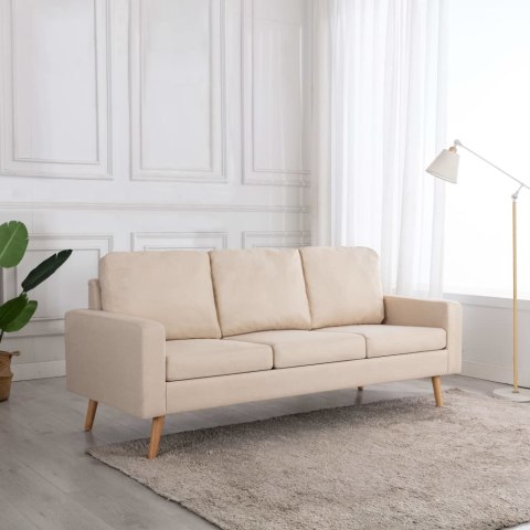 VidaXL 3-osobowa sofa, kremowa, tapicerowana tkaniną