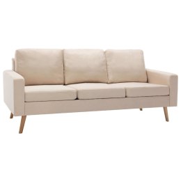 VidaXL 3-osobowa sofa, kremowa, tapicerowana tkaniną