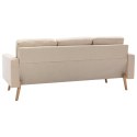 VidaXL 3-osobowa sofa, kremowa, tapicerowana tkaniną