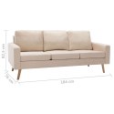 VidaXL 3-osobowa sofa, kremowa, tapicerowana tkaniną