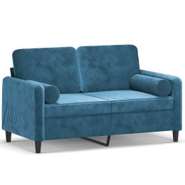 VidaXL 2-osobowa sofa z poduszkami, niebieska, 120 cm, aksamit