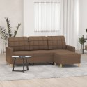 VidaXL 3-osobowa sofa z podnóżkiem, brązowy, 180 cm, tkaniną