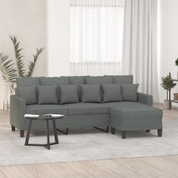 VidaXL 3-osobowa sofa z podnóżkiem, ciemnoszary, 180 cm, tkaniną