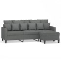 VidaXL 3-osobowa sofa z podnóżkiem, ciemnoszary, 180 cm, tkaniną