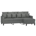 VidaXL 3-osobowa sofa z podnóżkiem, ciemnoszary, 180 cm, tkaniną