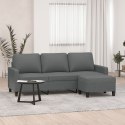 VidaXL 3-osobowa sofa z podnóżkiem, ciemnoszary, 180 cm, tkaniną