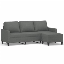 VidaXL 3-osobowa sofa z podnóżkiem, ciemnoszary, 180 cm, tkaniną