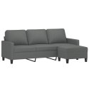 VidaXL 3-osobowa sofa z podnóżkiem, ciemnoszary, 180 cm, tkaniną