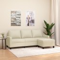 VidaXL 3-osobowa sofa z podnóżkiem, kremowa, 180 cm, sztuczna skóra