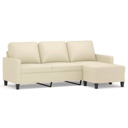 VidaXL 3-osobowa sofa z podnóżkiem, kremowa, 180 cm, sztuczna skóra