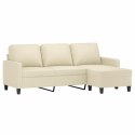 VidaXL 3-osobowa sofa z podnóżkiem, kremowa, 180 cm, sztuczna skóra