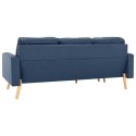 VidaXL 3-osobowa sofa z podnóżkiem, niebieska, tapicerowana tkaniną