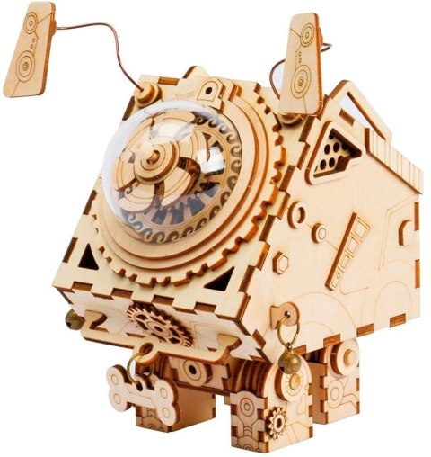 ROBOTIME Drewniane Puzzle 3D - Pozytywka Steampunk Pies