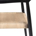 Krzesło do Jadalni Czarny Naturalny Rattan drewno tekowe 59 x 58 x 76,5 cm