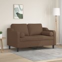 VidaXL 2-osobowa sofa z poduszkami, brązowa, 120 cm, tkanina