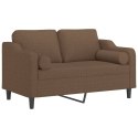 VidaXL 2-osobowa sofa z poduszkami, brązowa, 120 cm, tkanina