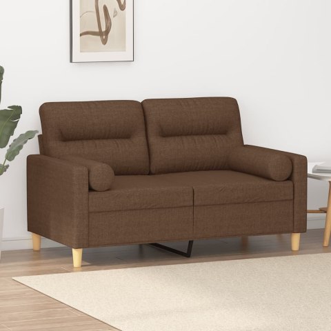 VidaXL 2-osobowa sofa z poduszkami, brązowa, 120 cm, tkanina