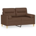 VidaXL 2-osobowa sofa z poduszkami, brązowa, 120 cm, tkanina