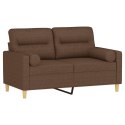 VidaXL 2-osobowa sofa z poduszkami, brązowa, 120 cm, tkanina