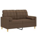 VidaXL 2-osobowa sofa z poduszkami, brązowa, 120 cm, tkanina