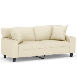 VidaXL 2-osobowa sofa z poduszkami, kremowa, 140 cm, sztuczna skóra