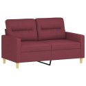 VidaXL 2-osobowa sofa z poduszkami, winna czerwień, 120 cm, tkanina